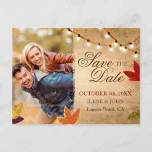Save the Date Postcards   Rustic Autumn Wedding