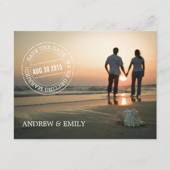 Save the Date Postmark Circle Photo Postcard (Front)