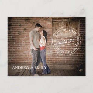Save the Date Postmark Circle Photo Postcard