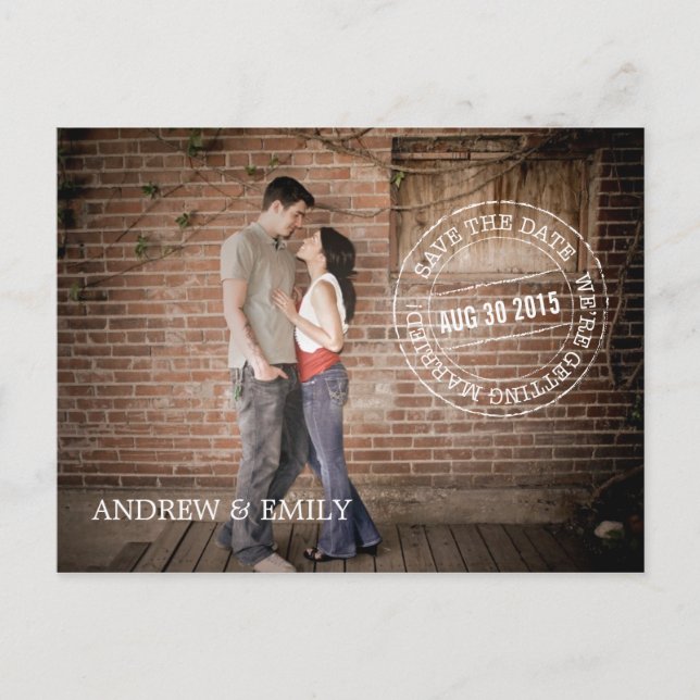 Save the Date Postmark Circle Photo Postcard (Front)