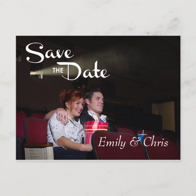 Save the Date Pretty Script Postcard (Front)