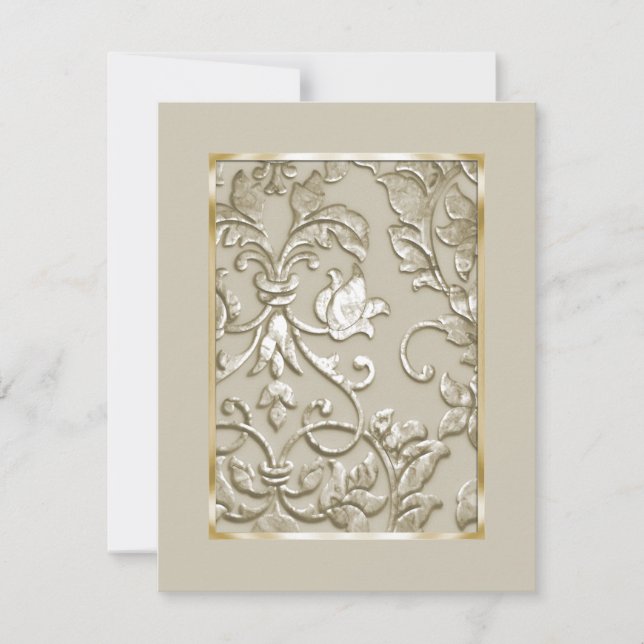 Save the Date Printed "Embossed" Champagne Damask (Front)