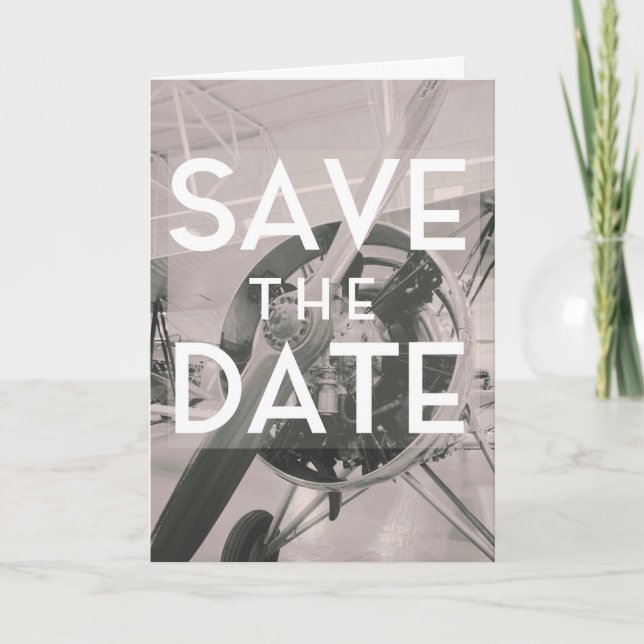 Save the Date Prop plane Note Card (Front)