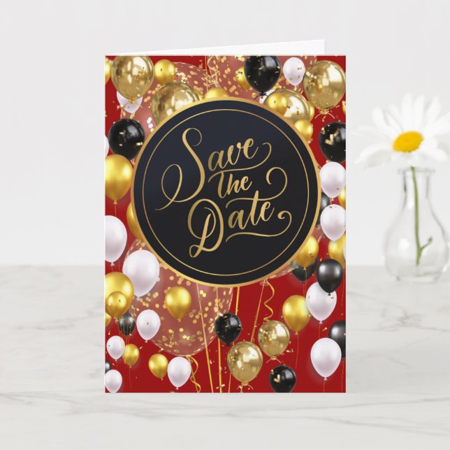 Save The Date (Proverbs 18:22) Red/Gold/White  Card (Small Plant)
