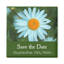 save the date, pure white daisy flower green