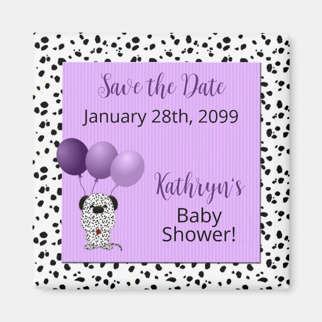 Save the Date Purple Baby Shower Magnet (Front)