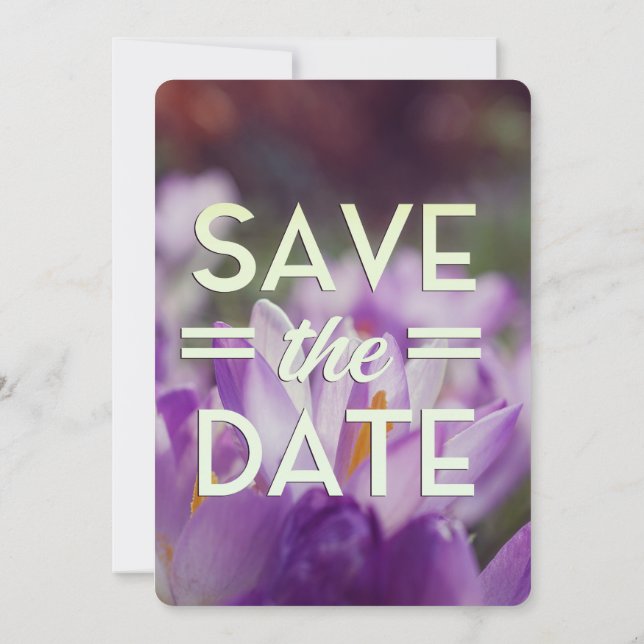 Save the Date Purple Flower Invitation (Back)