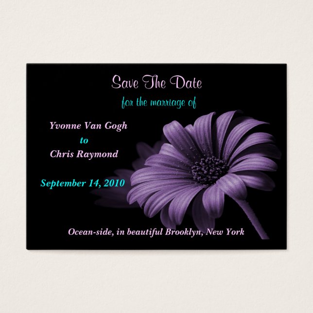 Save The Date Purple Grey Daisy I (Front)