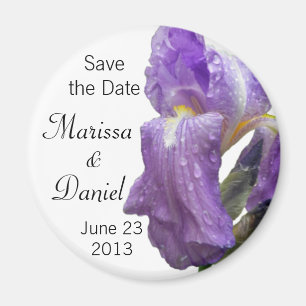 Save the Date Purple Iris Photograph Magnet