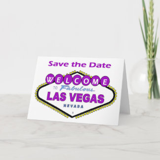 Save the Date Purple Las Vegas Card