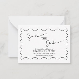 Save The Date QR Code Black White Monochrome Card