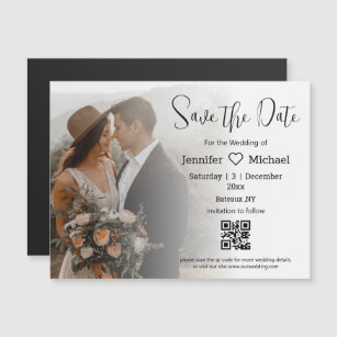  save the date qr code boho photo wedding magnet