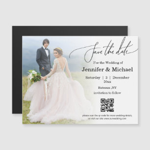  save the date qr code simple photo wedding magnet