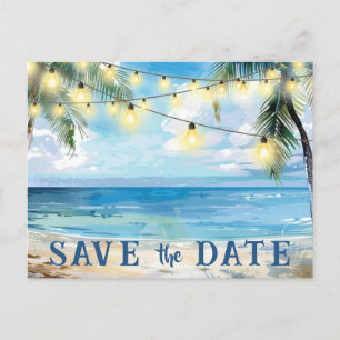 Save The Date QR Code Tropical Beach Announcement Postcard