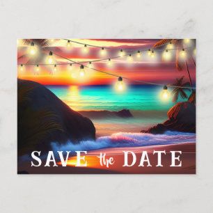 Save The Date QR Code Tropical Beach Announcement Postcard