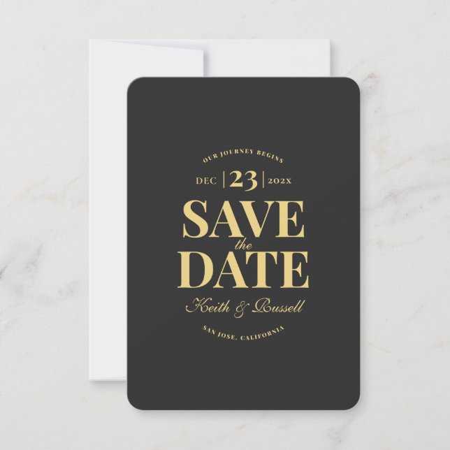 Save the Date QR Code Wedding Website Dark Grey Invitation (Front)