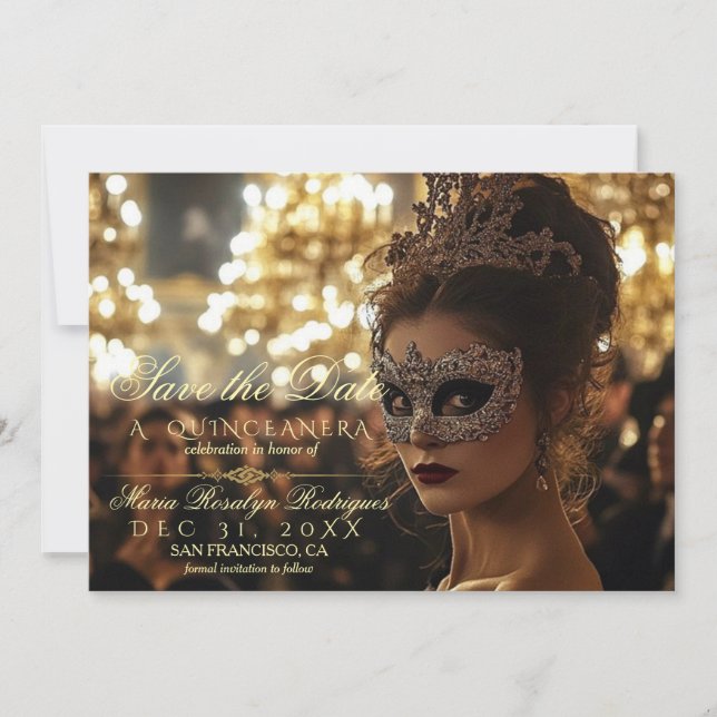 Save the Date Quinceanera Photo  Invitation (Front)