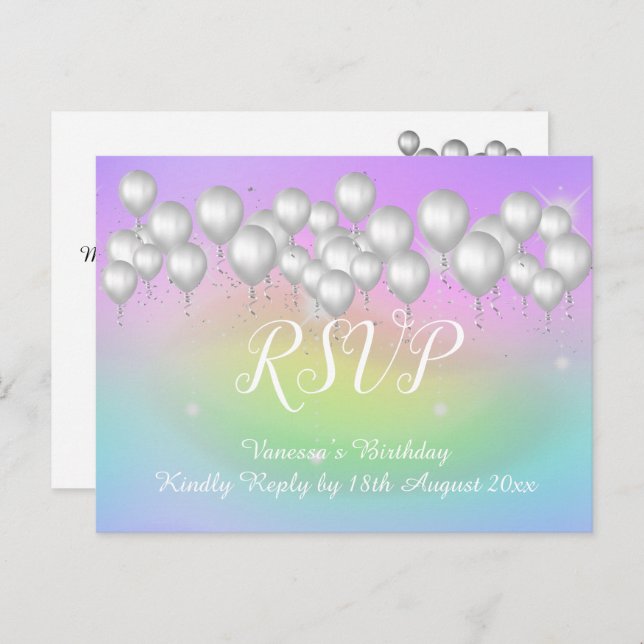 Save the Date RAINBOW Balloons All Occassion RSVP  Announcement Postcard (Front/Back)
