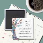 Save The Date Rainbow Tree Family Reunion Magnet<br><div class="desc">Ask your family to Save the Date for their Family Reunion with this stylish magnet. It features a colorful family tree which was originally made in glass mosaic. Easily customizable with your details. Use the Customize Further option to change the text size, style or color if you wish. Because we...</div>