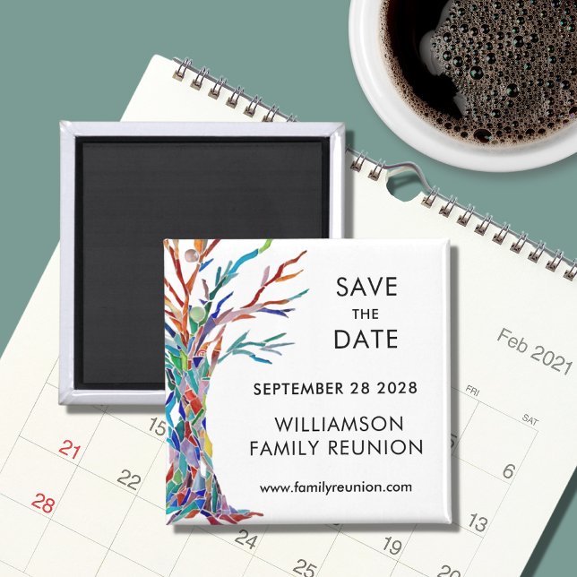 Save The Date Rainbow Tree Family Reunion Magnet (Creator Uploaded)