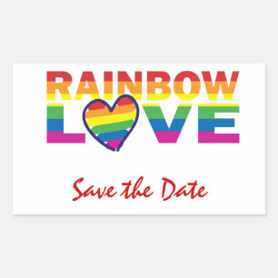 Save the Date/Rainbow Wedding/Gay Pride Rectangular Sticker