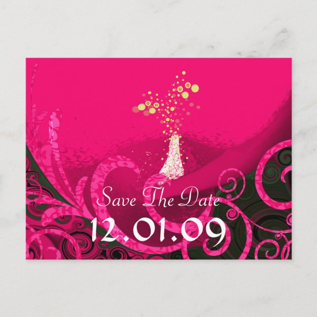 Save the Date Rasberry Cala Lily Postcard (Front)