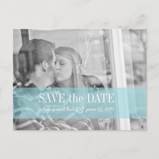 save the date | red blue announcement postcard (Front)