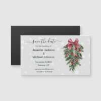 save the date red christmas vintage green magnet