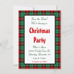Save the Date Red Green Plaid Editable Announcement