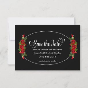 Save the Date, Red Rose Collection/Red/Black Invitation