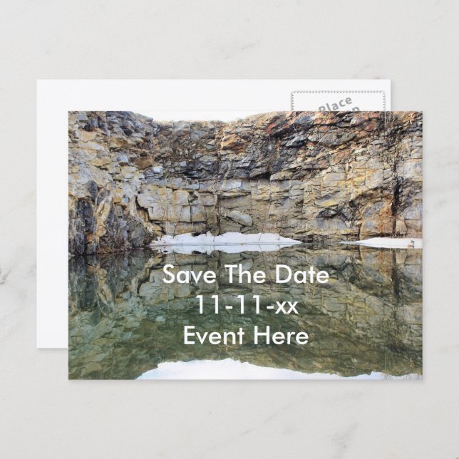 Save The Date Reflections In Water Announcement Postcard (Front/Back)
