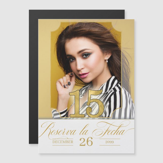 Save the Date Reserva la Fecha Spanish Quinceanera (Front/Back)