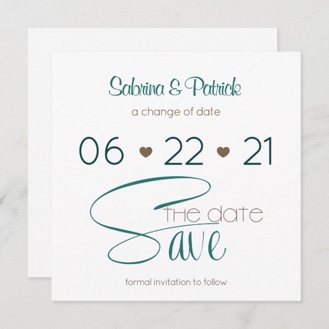 Save the Date Rich BOHO Hunter Green Invitation (Front/Back)