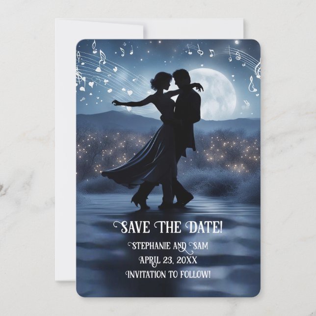 Save the Date Romantic Couple Music Invitation (Front)