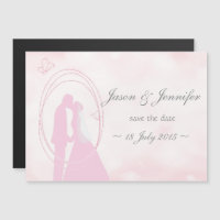 Save the Date Romantic Dreamy Pink Wedding Couple