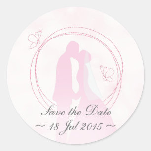 "Save the Date" Romantic Dreamy Wedding Couple Classic Round Sticker