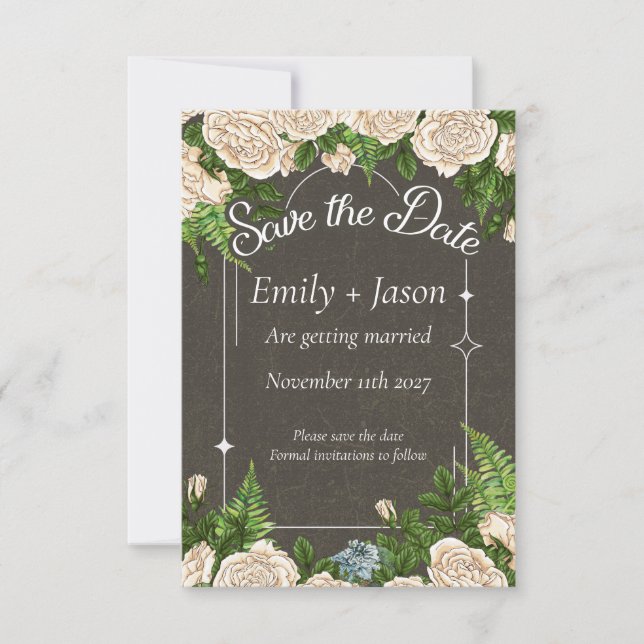 Save the Date Romantic Rustic Rose Theme Wedding (Front)
