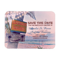Save the Date Romantic String Light Beach Wedding
