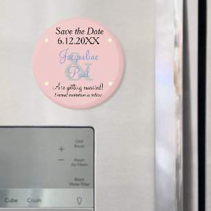 Save the Date Rose Blue Pastels Magnet