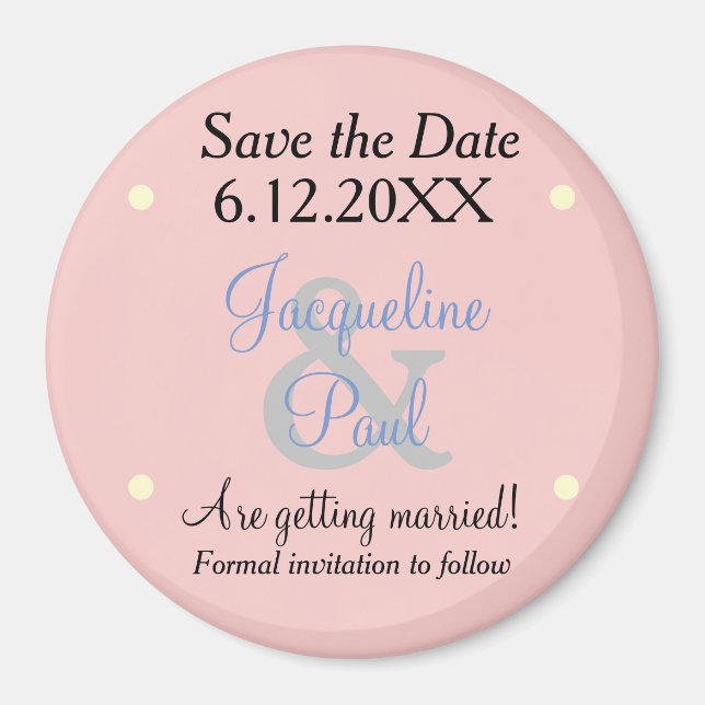 Save the Date Rose Blue Pastels Magnet (Front)