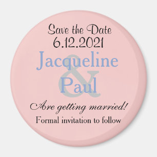Save the Date Rose Blue Pastels Magnet