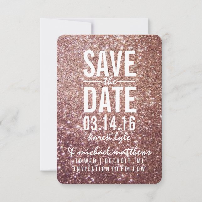 Save the Date | Rose Glitter Fab (Front)