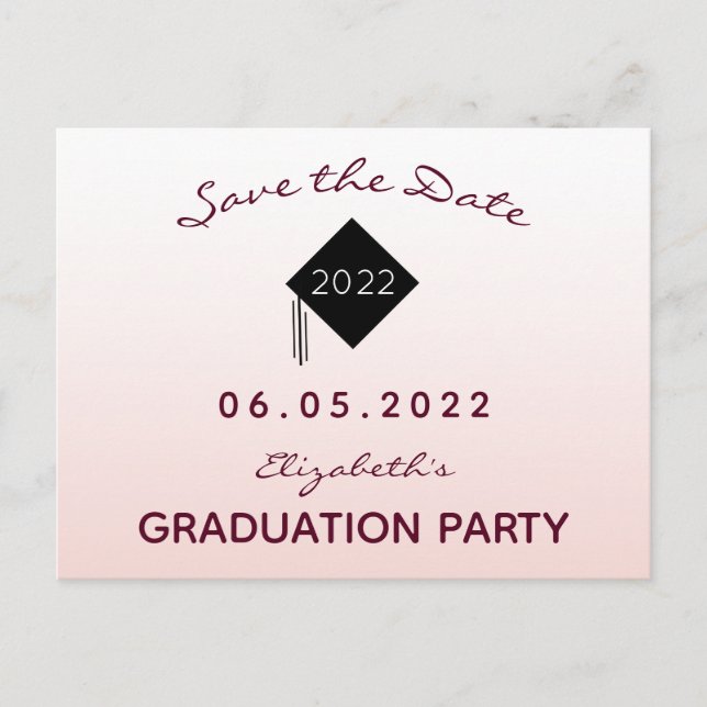 Save the Date rose gold graduation party Postcard (Front)