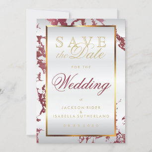 Save the Date Rose Gold Marble, White and Gold