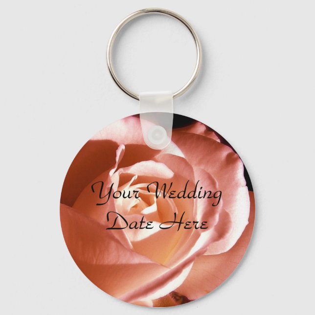 Save the Date Rose Photo Key Ring (Front)