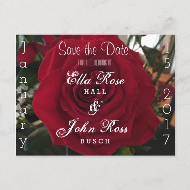 Save the Date Rose Postcard (Front)