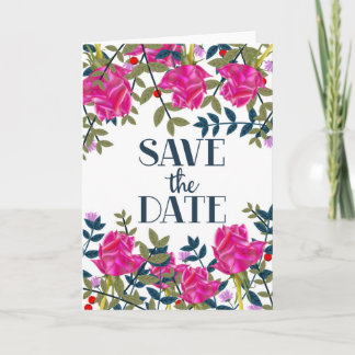 Save The Date Roses and Petals. Holiday Card