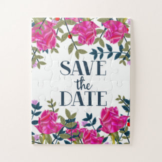 Save The Date Roses and Petals. Jigsaw Puzzle