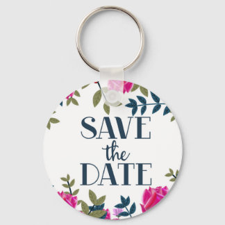 Save The Date Roses and Petals. Key Ring