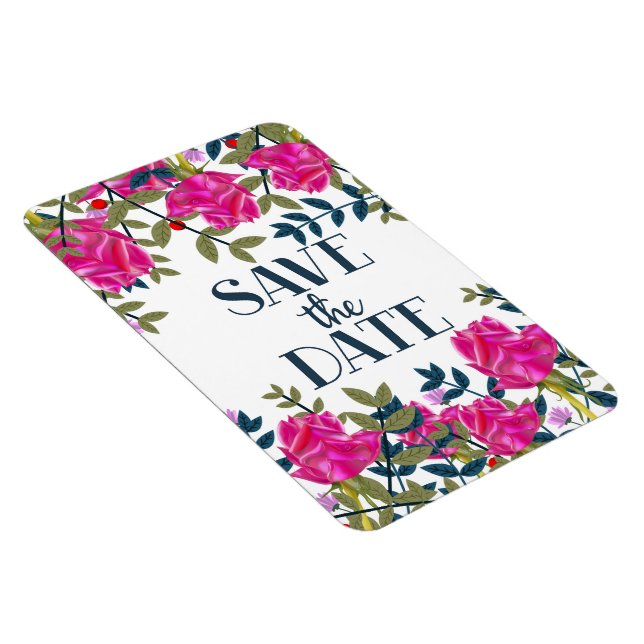 Save The Date Roses and Petals. Magnet (Right Side)
